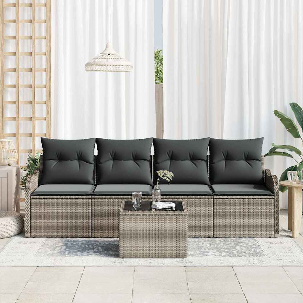 Garten-Sofa-Set mit Kissen Manuell 5 pcs Grau 55 x 55 x 37 cm