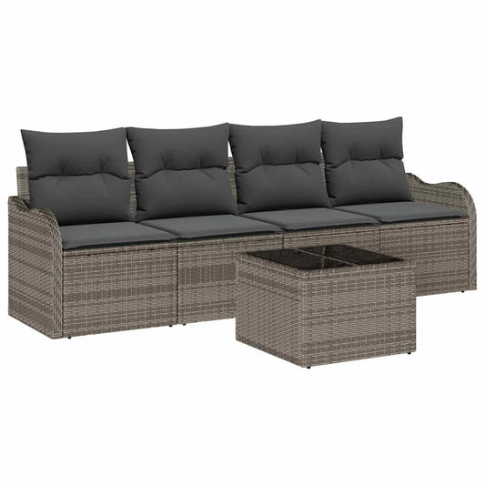 Garten-Sofa-Set mit Kissen Manuell 5 pcs Grau 55 x 55 x 37 cm