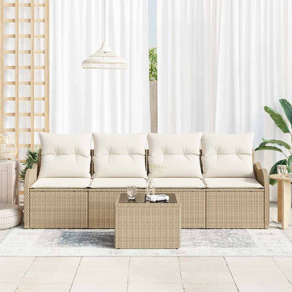Garten-Sofa-Set mit Kissen 5 pcs Beige, Creme 55 x 55 x 37 cm