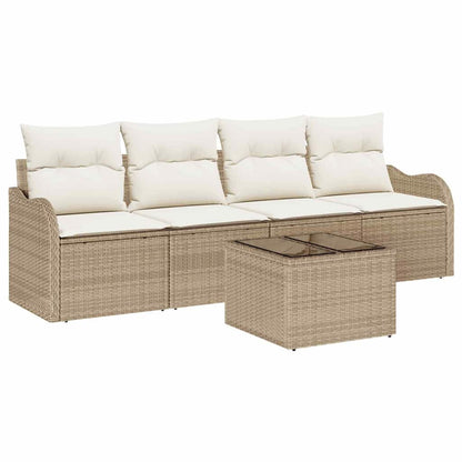 Garten-Sofa-Set mit Kissen 5 pcs Beige, Creme 55 x 55 x 37 cm