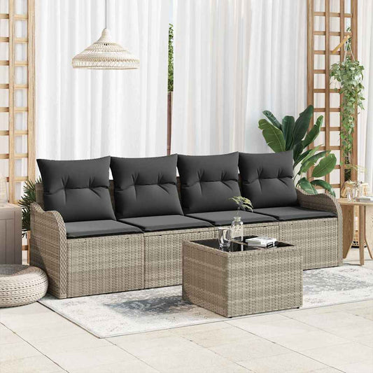 Garten-Sofa-Set 5 pcs Hellgrau, Dunkelgrau 55 x 55 x 37 cm
