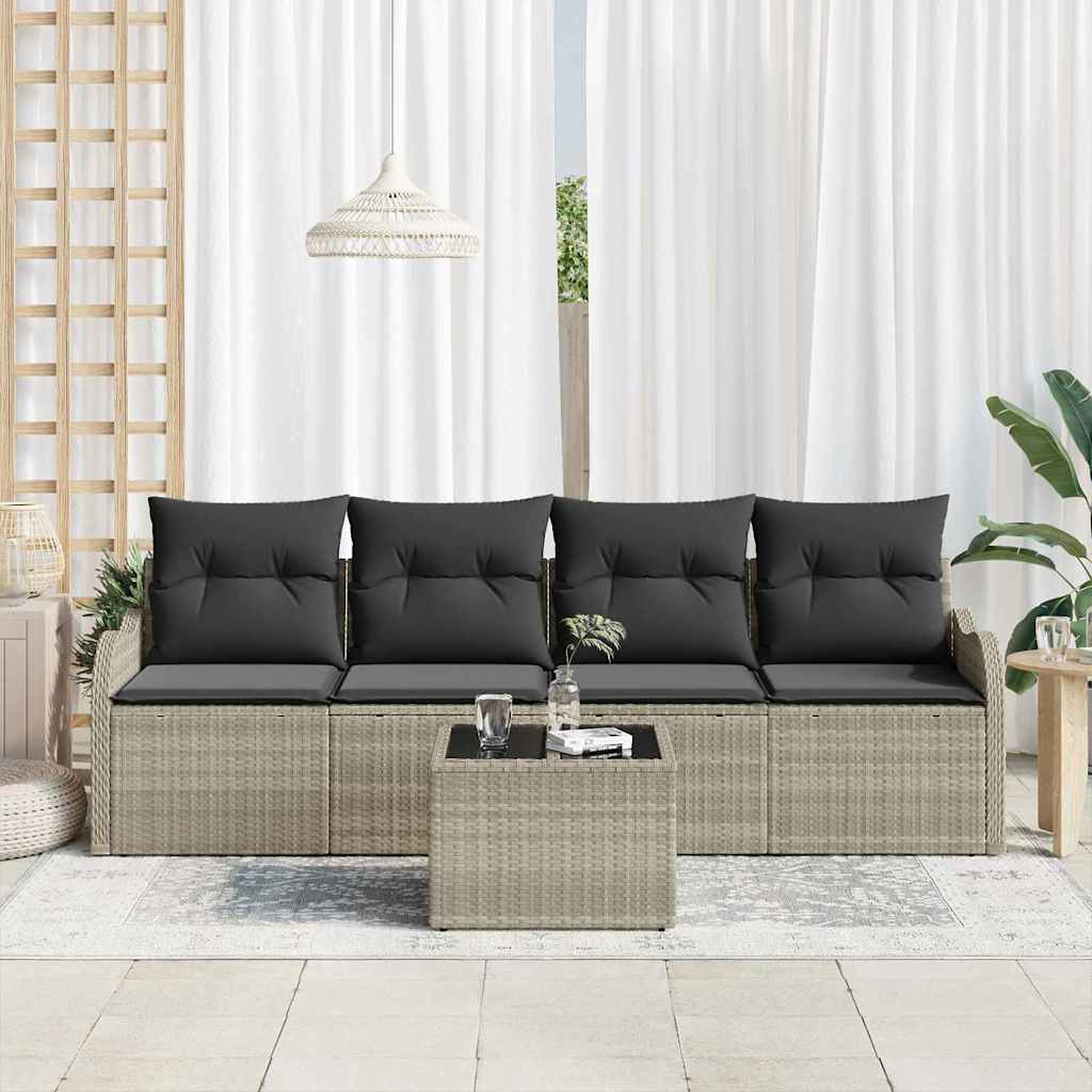 Garten-Sofa-Set 5 pcs Hellgrau, Dunkelgrau 55 x 55 x 37 cm