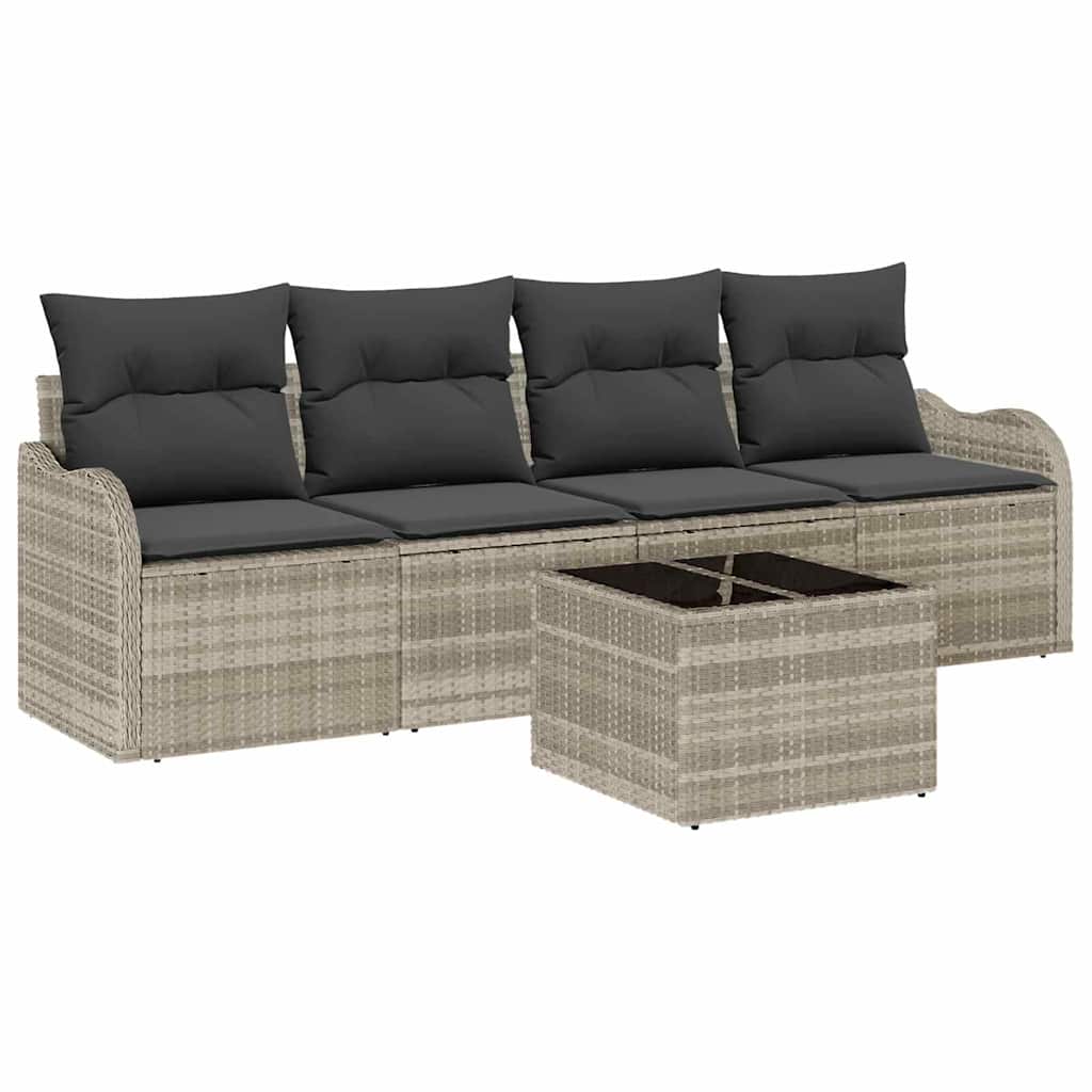 Garten-Sofa-Set 5 pcs Hellgrau, Dunkelgrau 55 x 55 x 37 cm