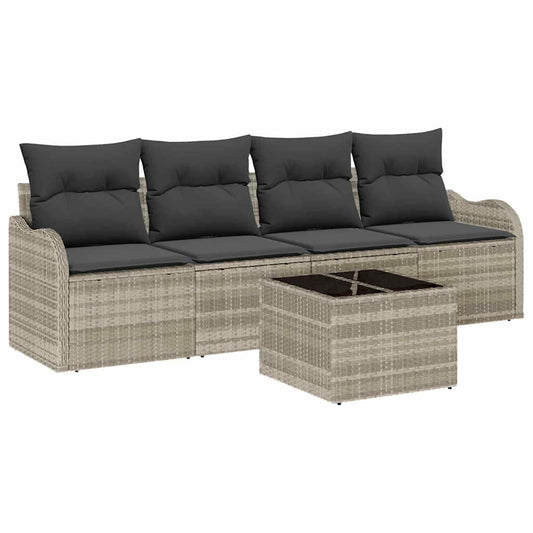 Garten-Sofa-Set 5 pcs Hellgrau, Dunkelgrau 55 x 55 x 37 cm
