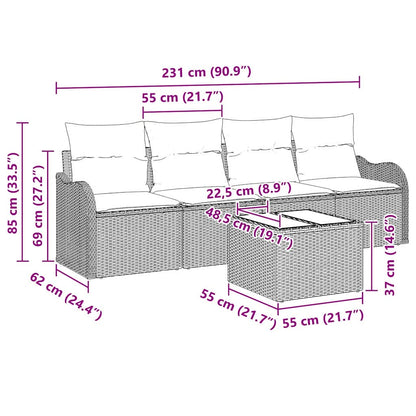 Garten-Sofa-Set 5 pcs Hellgrau, Dunkelgrau 55 x 55 x 37 cm