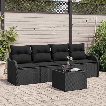 Garten-Sofa-Set mit Kissen 5 pcs Schwarz 55 x 55 x 37 cm