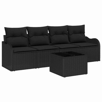 Garten-Sofa-Set mit Kissen 5 pcs Schwarz 55 x 55 x 37 cm