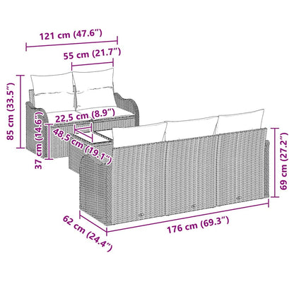 Garten-Sofa-Set 6 pcs Braun und Creme 55 x 55 x 37 cm