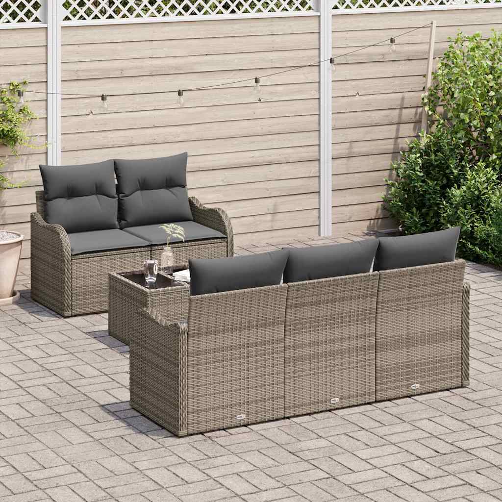 Garten-Sofa-Set mit Kissen 6 pcs Grau 55 x 55 x 37 cm
