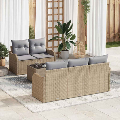 Garten-Sofa-Set mit Kissen 6 pcs Beige, Grau 55 x 55 x 37 cm