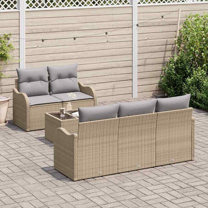 Garten-Sofa-Set mit Kissen 6 pcs Beige, Grau 55 x 55 x 37 cm