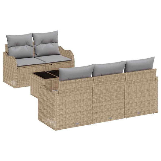 Garten-Sofa-Set mit Kissen 6 pcs Beige, Grau 55 x 55 x 37 cm