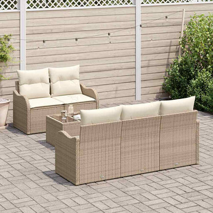 Garten-Sofa-Set mit Kissen 6 pcs Beige, Creme 55 x 55 x 37 cm