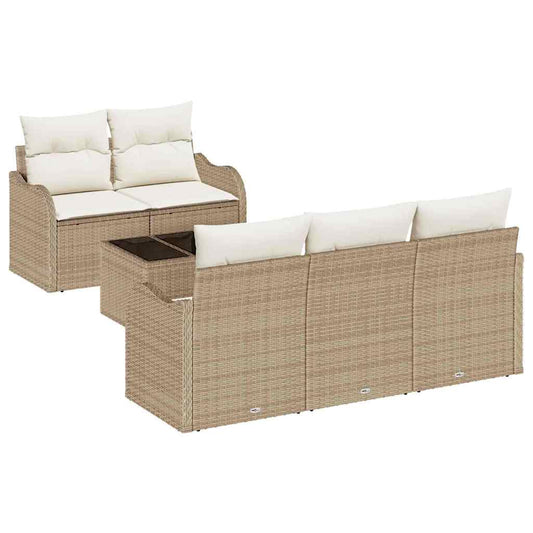 Garten-Sofa-Set mit Kissen 6 pcs Beige, Creme 55 x 55 x 37 cm