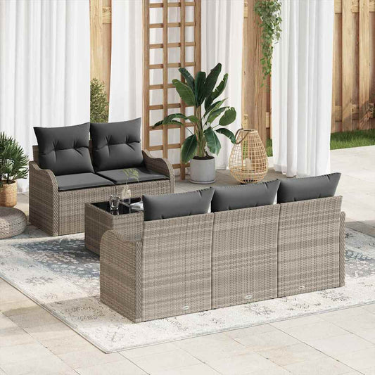 Garten-Sofa-Set mit Kissen 6 pcs Hellgrau 55 x 55 x 37 cm