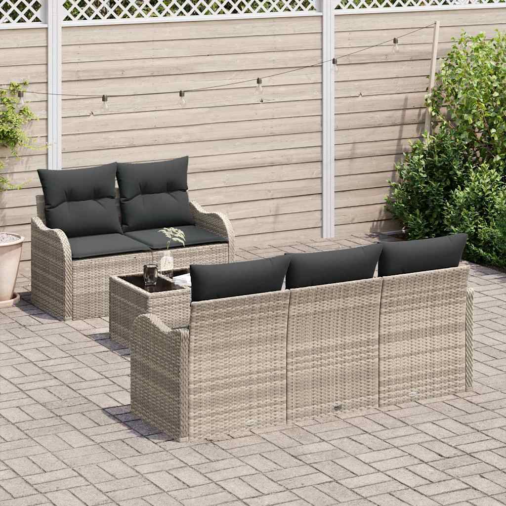 Garten-Sofa-Set mit Kissen 6 pcs Hellgrau 55 x 55 x 37 cm