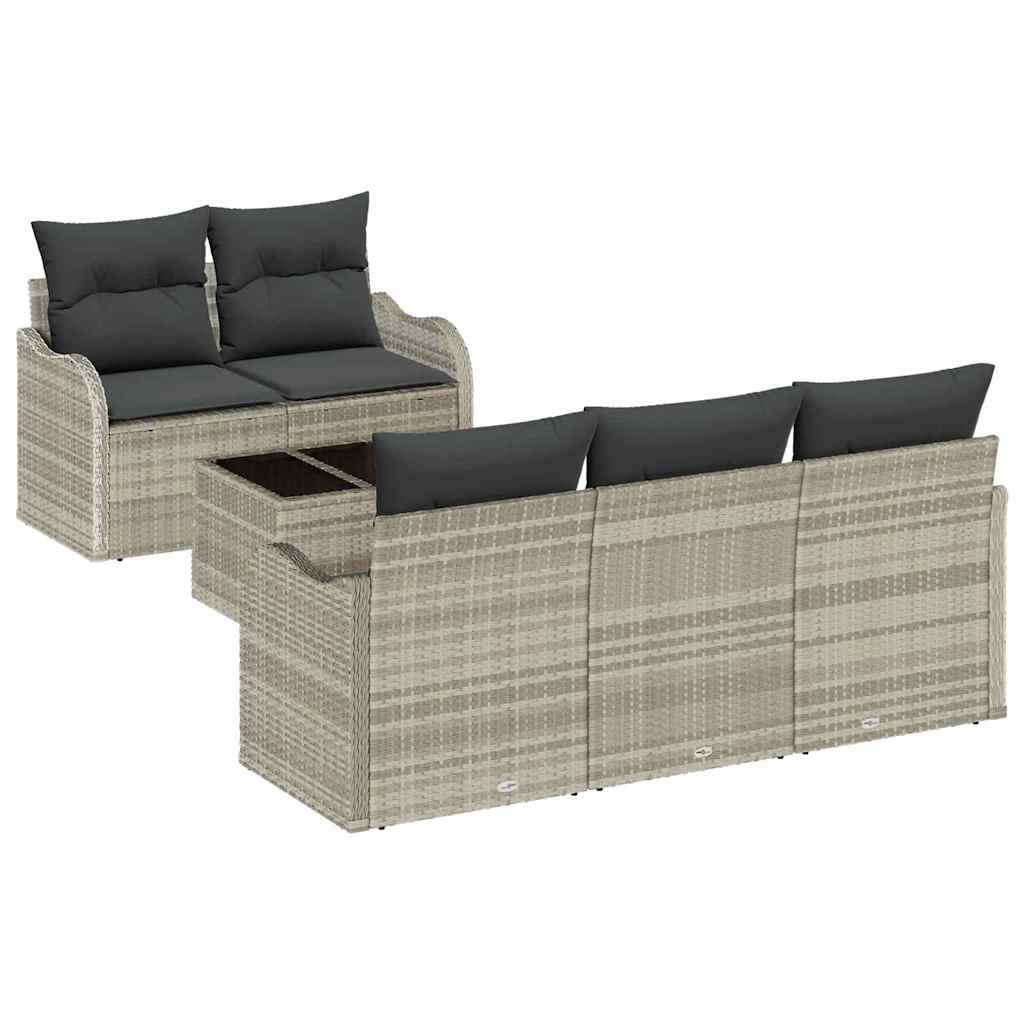 Garten-Sofa-Set mit Kissen 6 pcs Hellgrau 55 x 55 x 37 cm