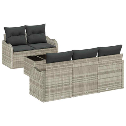 Garten-Sofa-Set mit Kissen 6 pcs Hellgrau 55 x 55 x 37 cm