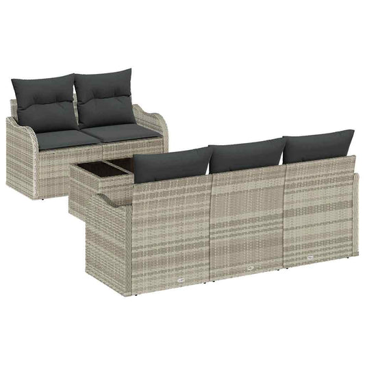 Garten-Sofa-Set mit Kissen 6 pcs Hellgrau 55 x 55 x 37 cm