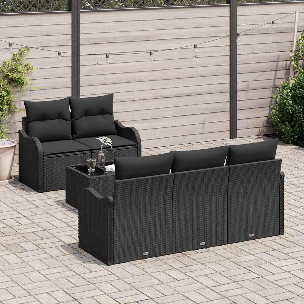 Garten-Sofa-Set mit Kissen 6 pcs Schwarz 55 x 55 x 37 cm
