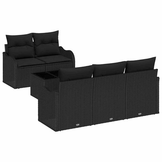 Garten-Sofa-Set mit Kissen 6 pcs Schwarz 55 x 55 x 37 cm
