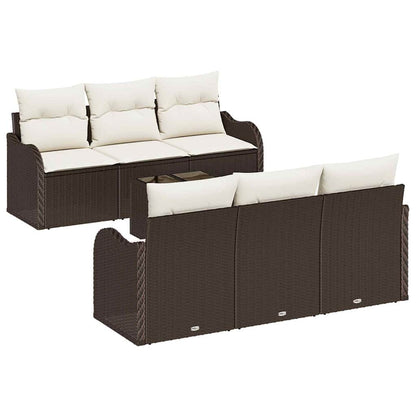 Garten-Sofa-Set 7 pcs Braun und Creme 55 x 55 x 37 cm