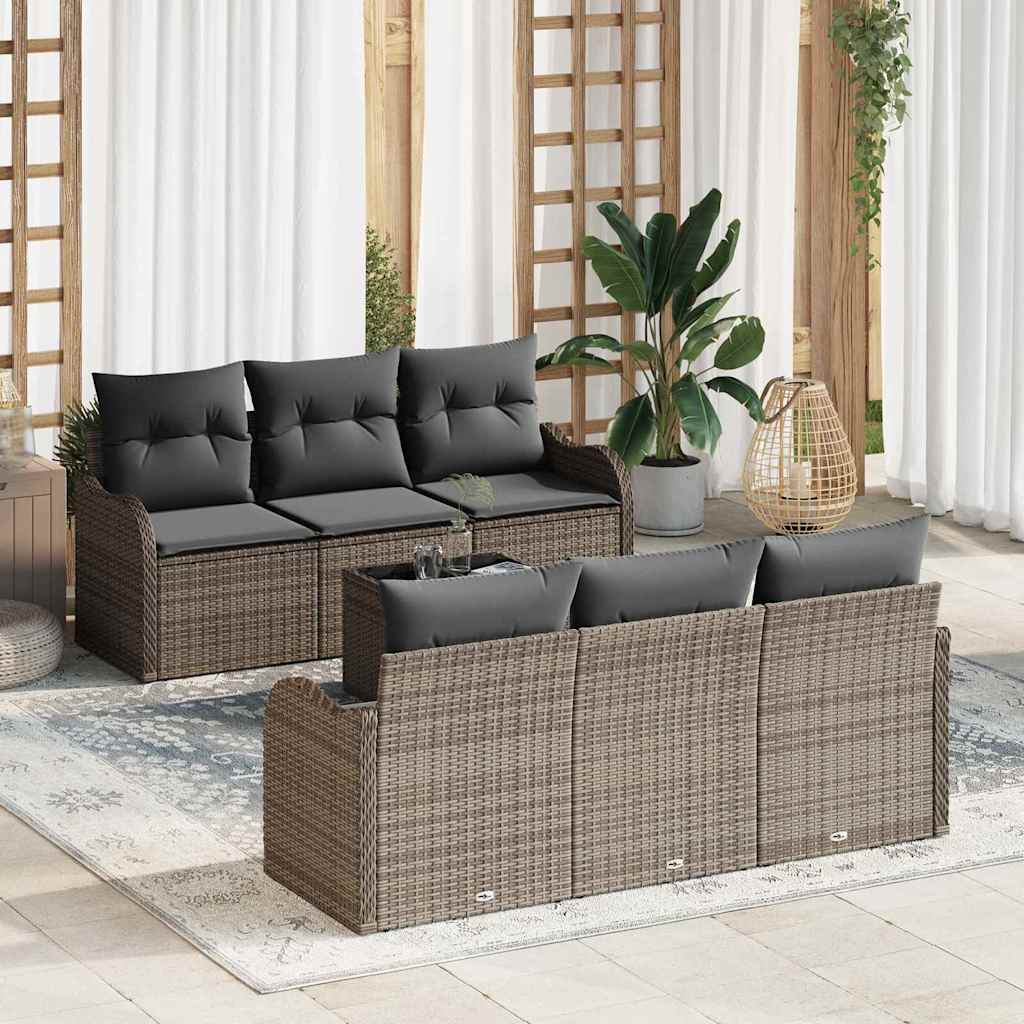 Garten-Sofa-Set mit Kissen 7 pcs Grau 55 x 55 x 37 cm