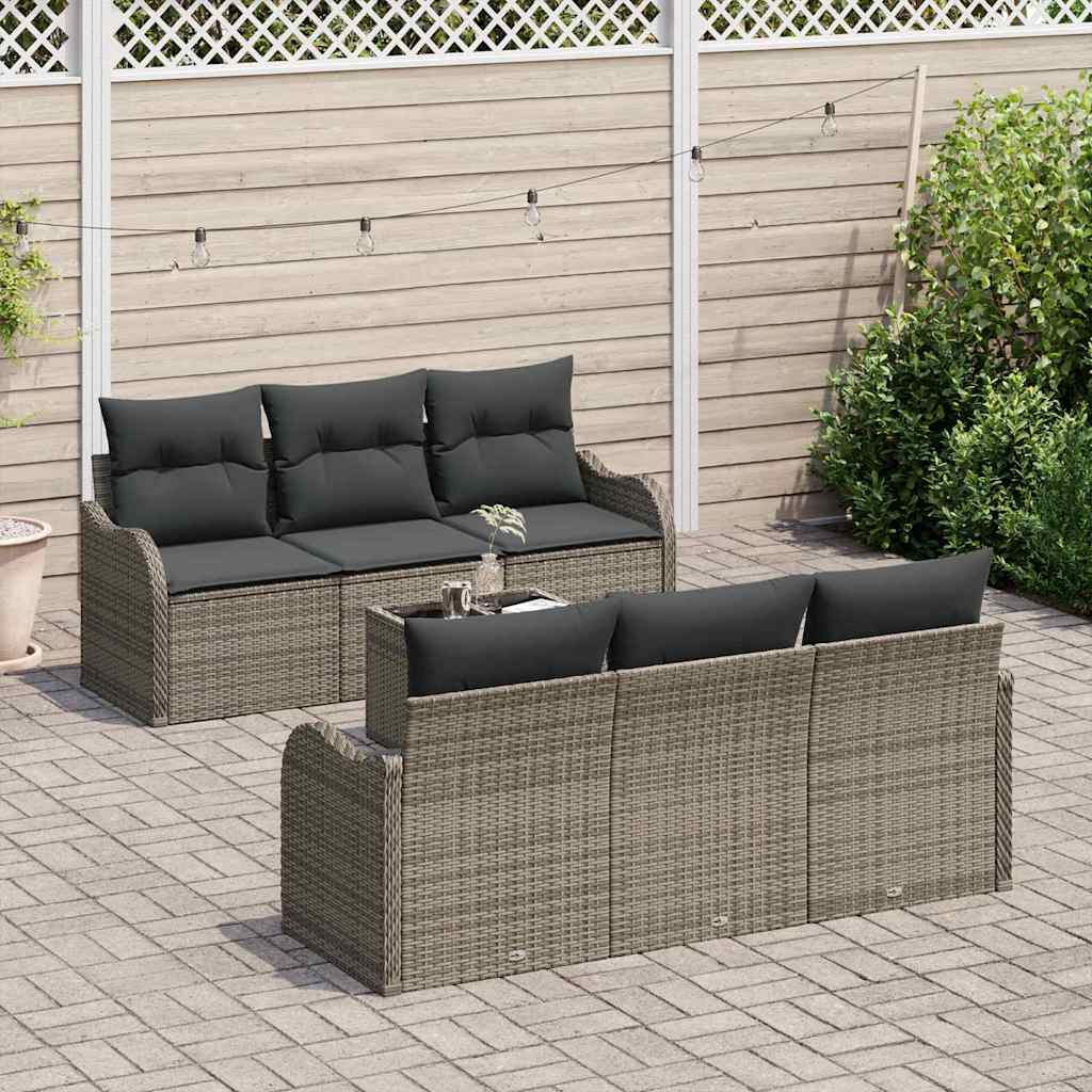 Garten-Sofa-Set mit Kissen 7 pcs Grau 55 x 55 x 37 cm