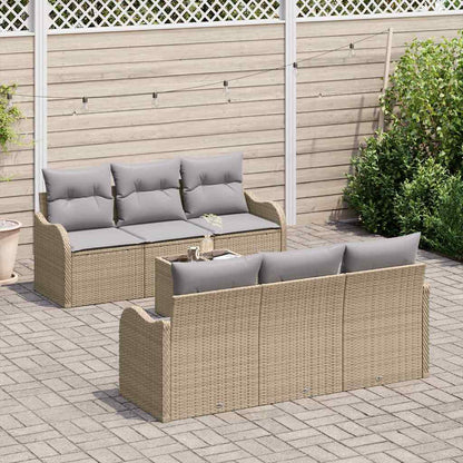 Garten-Sofa-Set mit Kissen 7 pcs Beige, Grau 55 x 55 x 37 cm
