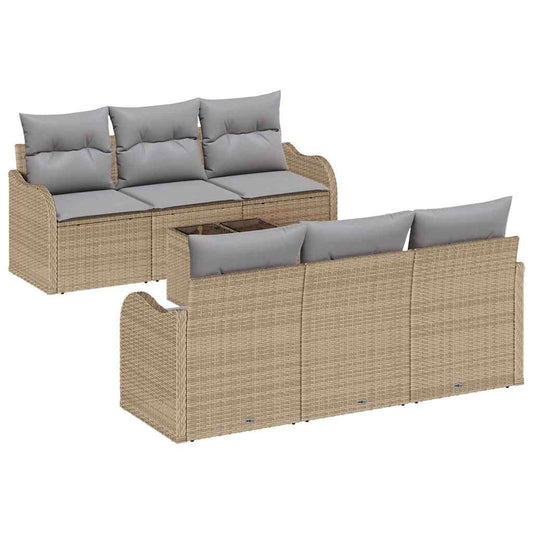 Garten-Sofa-Set mit Kissen 7 pcs Beige, Grau 55 x 55 x 37 cm