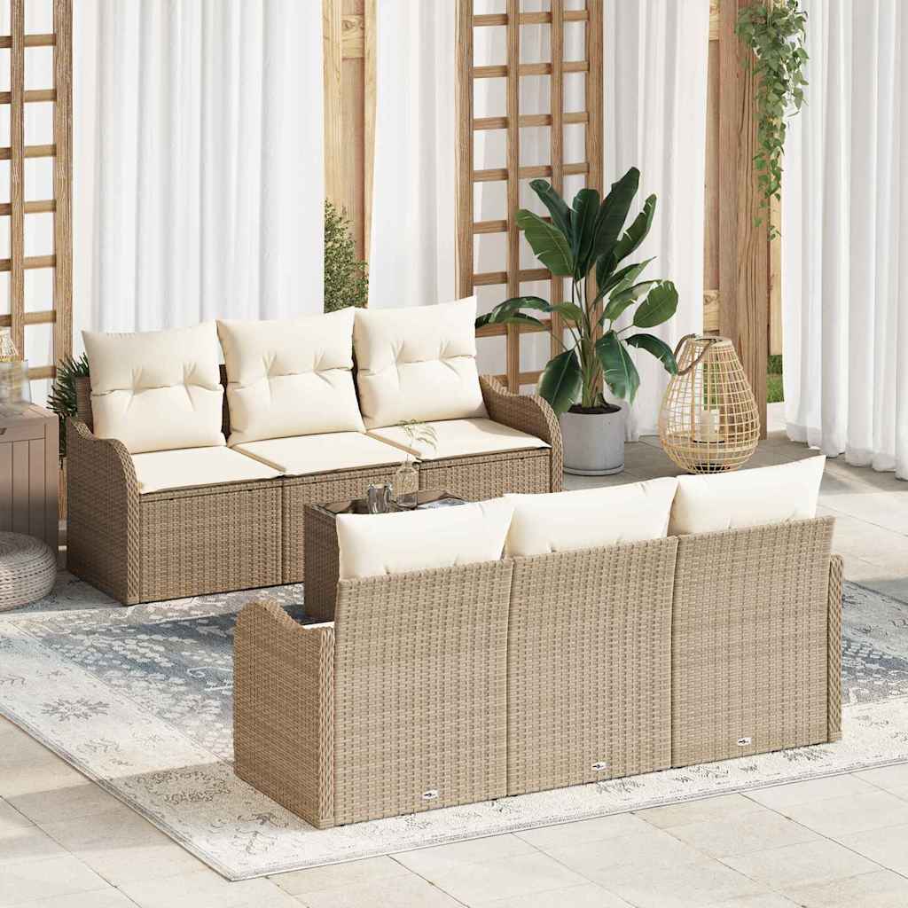 Garten-Sofa-Set mit Kissen 7 pcs Beige, Creme 55 x 55 x 37 cm