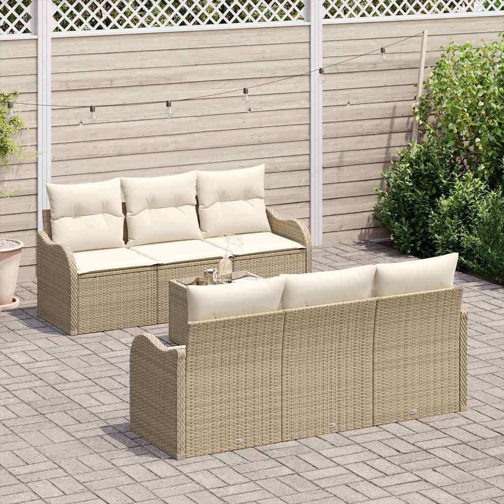 Garten-Sofa-Set mit Kissen 7 pcs Beige, Creme 55 x 55 x 37 cm
