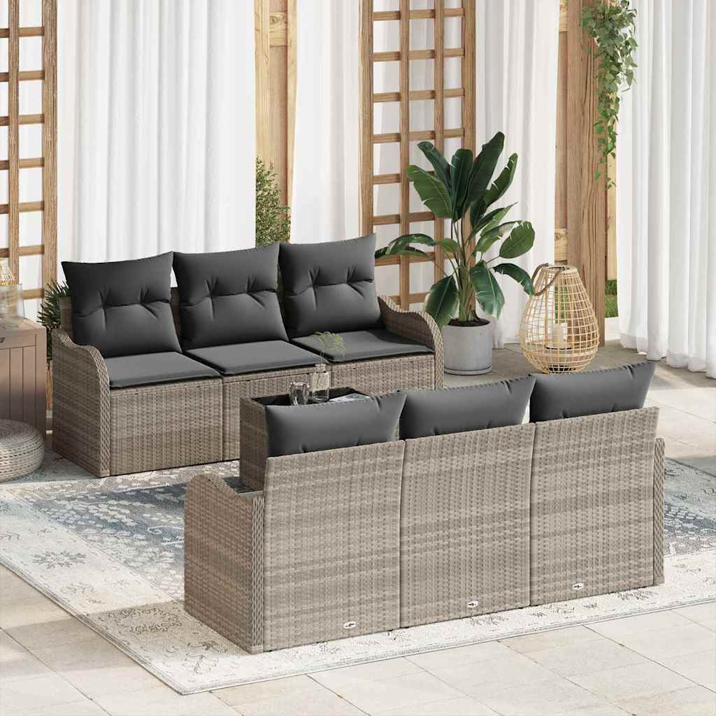 Garten-Sofa-Set 7 pcs Hellgrau, Dunkelgrau 55 x 55 x 37 cm