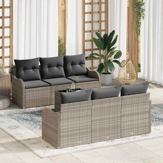 Garten-Sofa-Set 7 pcs Hellgrau, Dunkelgrau 55 x 55 x 37 cm