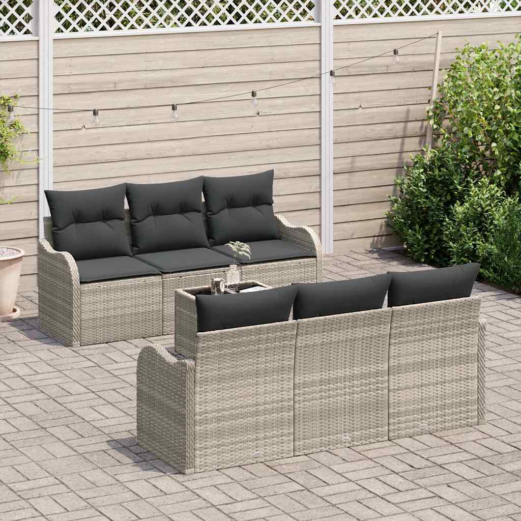 Garten-Sofa-Set 7 pcs Hellgrau, Dunkelgrau 55 x 55 x 37 cm