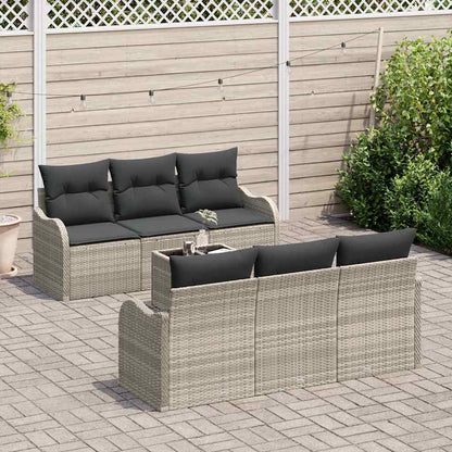 Garten-Sofa-Set 7 pcs Hellgrau, Dunkelgrau 55 x 55 x 37 cm