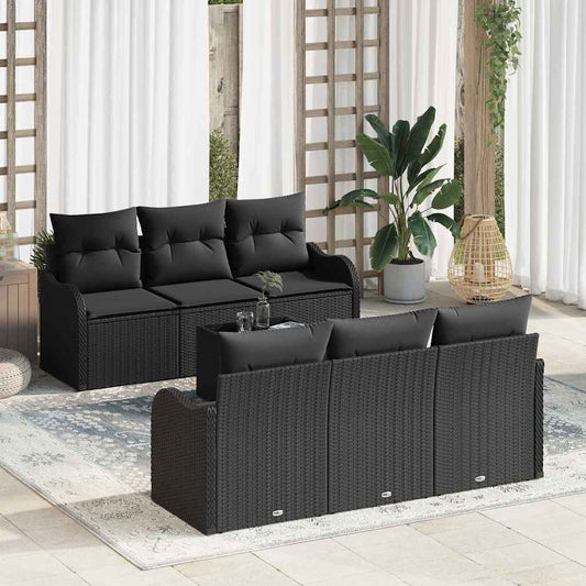 Garten-Sofa-Set mit Kissen 7 pcs Schwarz 55 x 55 x 37 cm