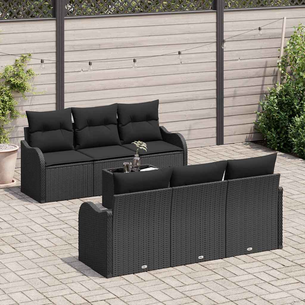 Garten-Sofa-Set mit Kissen 7 pcs Schwarz 55 x 55 x 37 cm