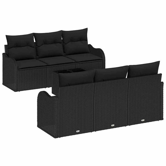 Garten-Sofa-Set mit Kissen 7 pcs Schwarz 55 x 55 x 37 cm