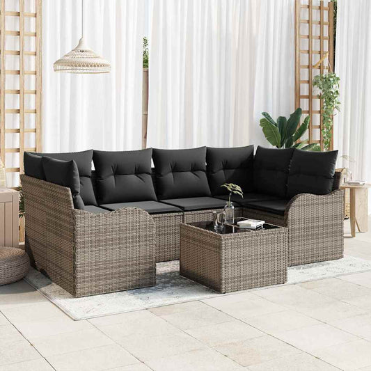 Garten-Sofa-Set mit Kissen 7 pcs Grau 55 x 55 x 37 cm
