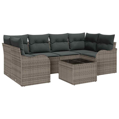 Garten-Sofa-Set mit Kissen 7 pcs Grau 55 x 55 x 37 cm