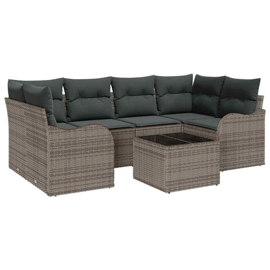 Garten-Sofa-Set mit Kissen 7 pcs Grau 55 x 55 x 37 cm