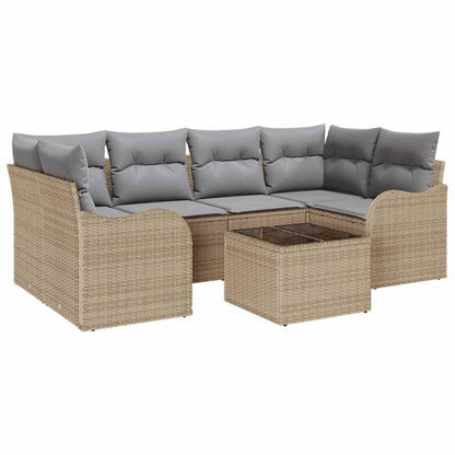 Garten-Sofa-Set mit Kissen 7 pcs Beige, Grau 55 x 55 x 37 cm