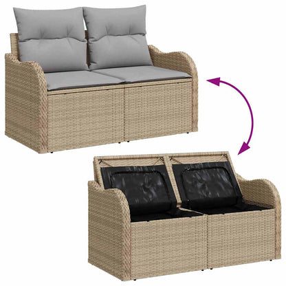 Garten-Sofa-Set mit Kissen 7 pcs Beige, Grau 55 x 55 x 37 cm