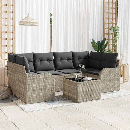 Garten-Sofa-Set 7 pcs Hellgrau, Dunkelgrau 55 x 55 x 37 cm