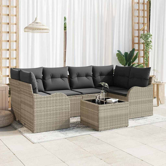 Garten-Sofa-Set 7 pcs Hellgrau, Dunkelgrau 55 x 55 x 37 cm
