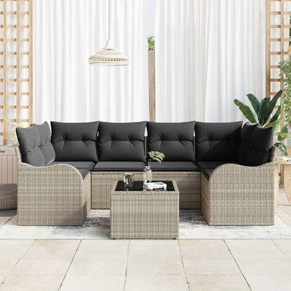 Garten-Sofa-Set 7 pcs Hellgrau, Dunkelgrau 55 x 55 x 37 cm