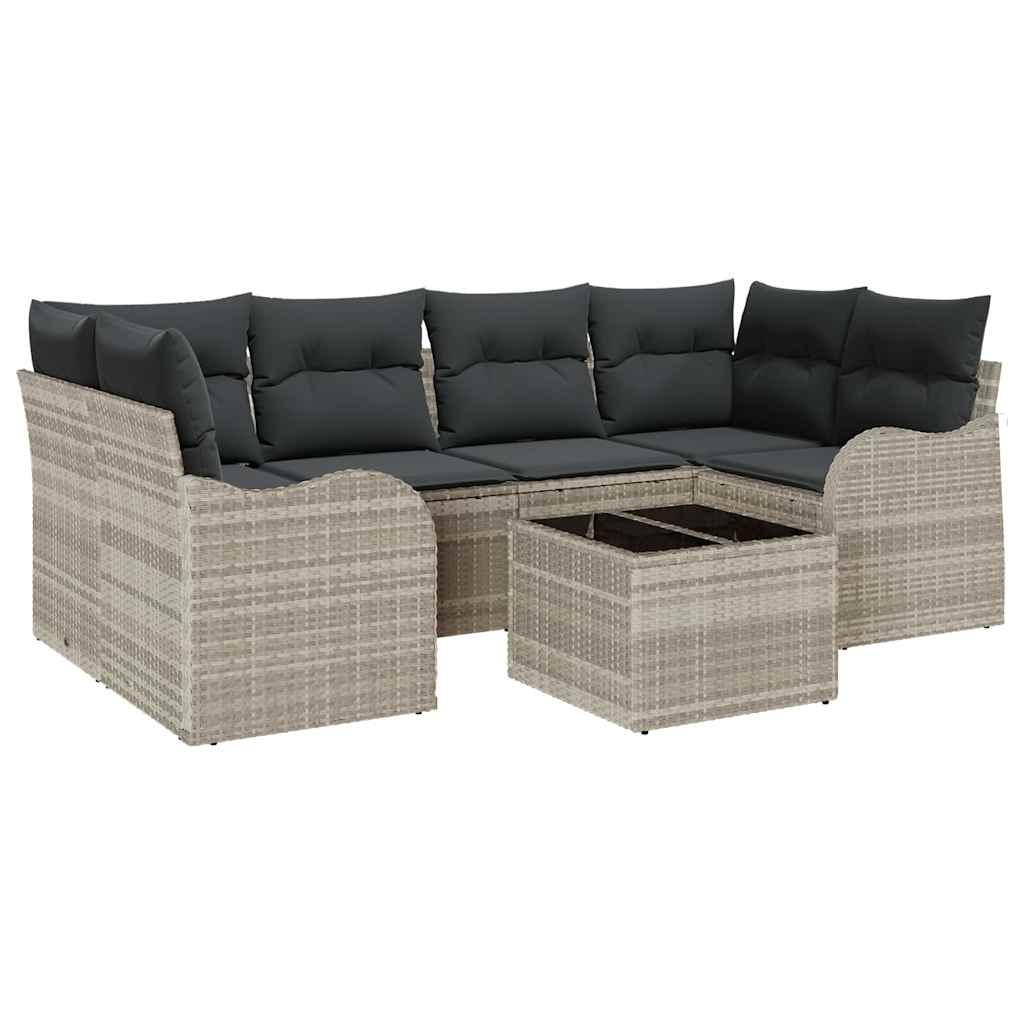 Garten-Sofa-Set 7 pcs Hellgrau, Dunkelgrau 55 x 55 x 37 cm