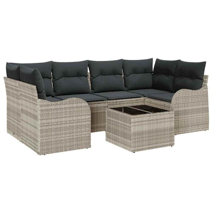 Garten-Sofa-Set 7 pcs Hellgrau, Dunkelgrau 55 x 55 x 37 cm