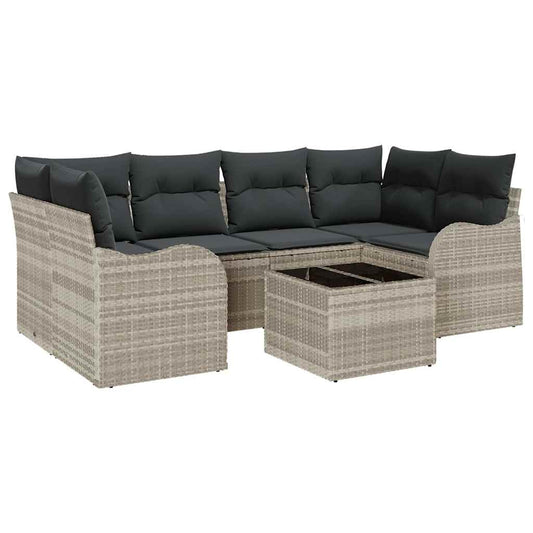 Garten-Sofa-Set 7 pcs Hellgrau, Dunkelgrau 55 x 55 x 37 cm